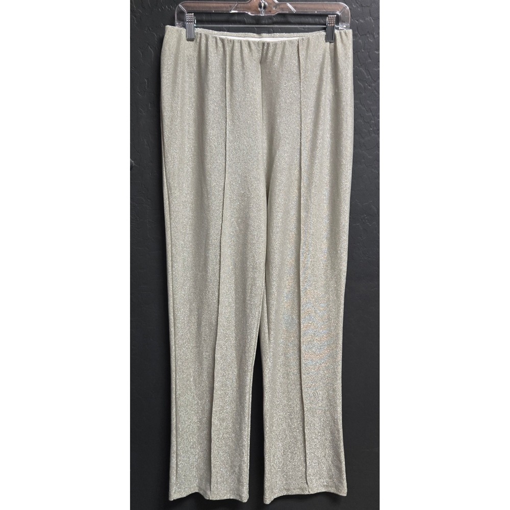 Rachel‎ Rachel Roy Womens Metallic Silver Shimmer Pintuck Straight Leg Pants L